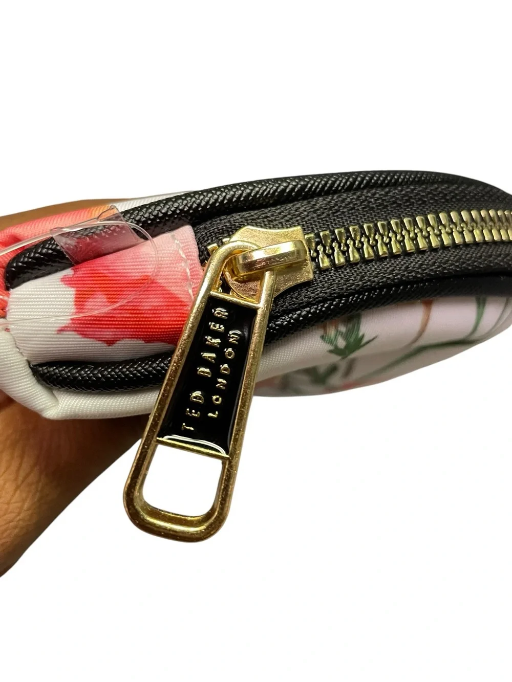 Ted Baker Cream Floral Cosmetic Pouch with Pink Flowers